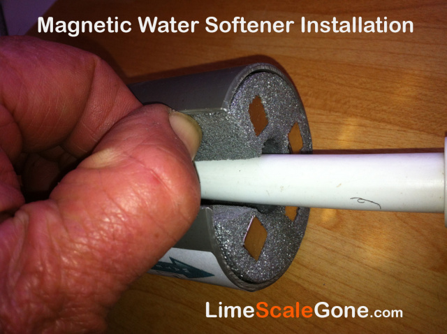 Magnetic water treatment / conditioner installation. Clips on in seconds 